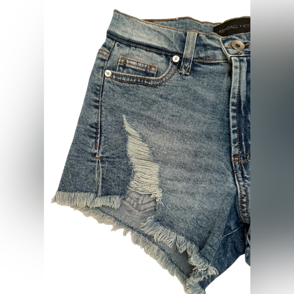 Kendall & Kylie Distressed Blue Jean Shorts - Picture 4 of 16